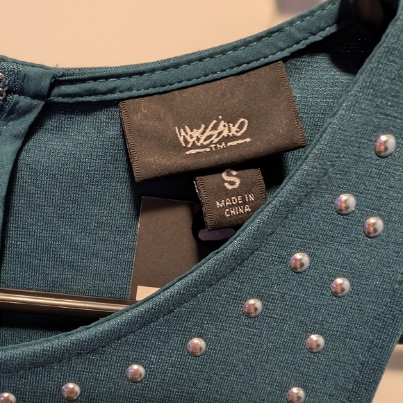 Nwt mossimo teal and silver studded womens dress size small - Picture 4 of 5